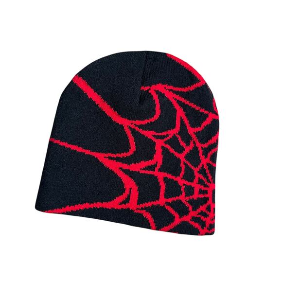 Copied - Knit Spiderweb Spider Beanie New With Tags Red One Size - Picture 3 of 3